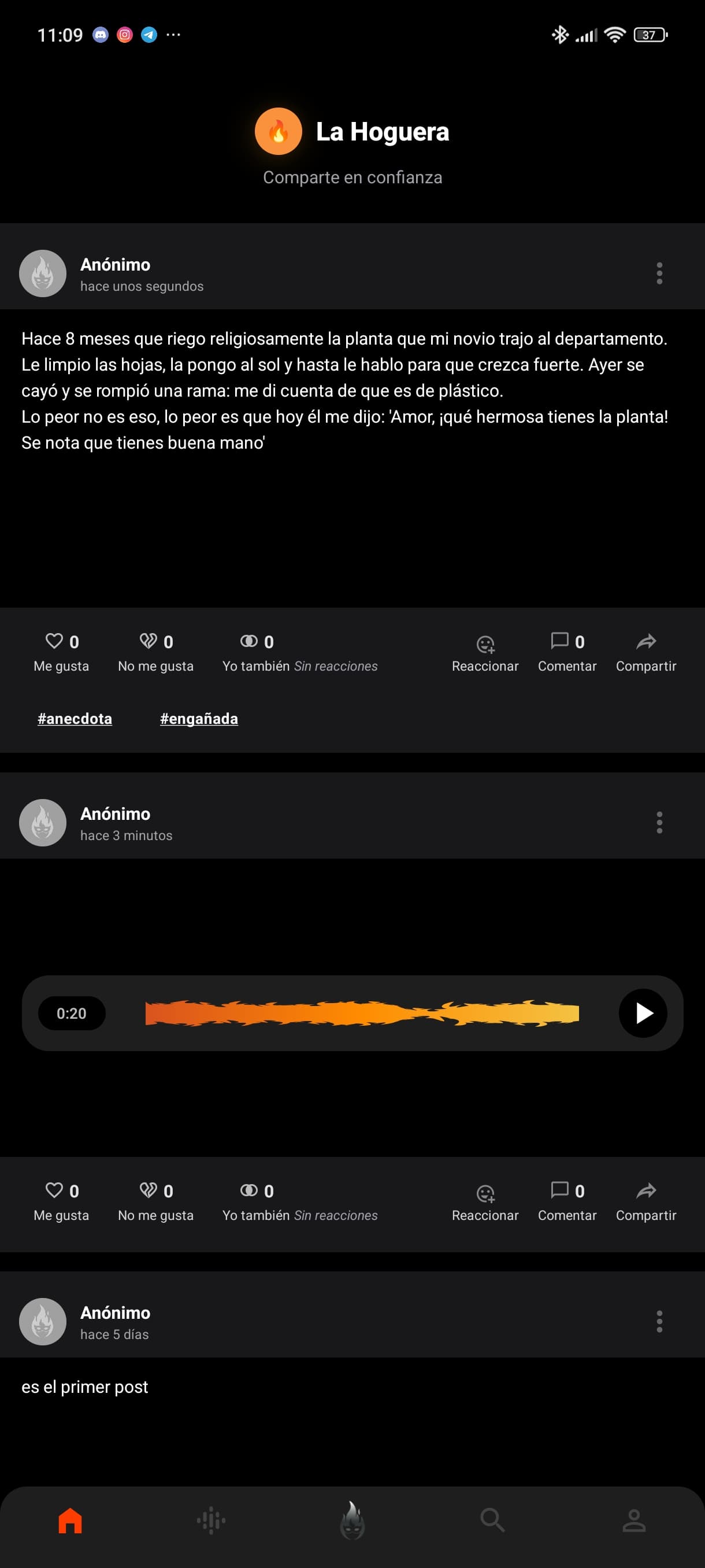 Captura real de la app La Hoguera